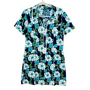 Lilly Pulitzer Luxletic Fairway Performance Twill Golf Dress Navy Floral Size 10